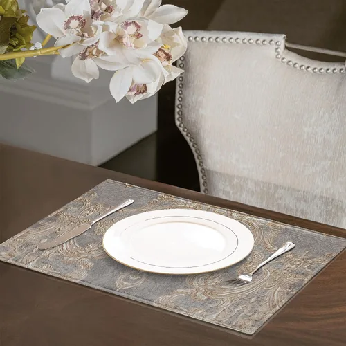 Miniatura 2 de Loom and Mill Juego de 4 manteles individuales de lujo para mesa de comedor, manteles individuales de tela jacquard para mesa de comedor, decoración
