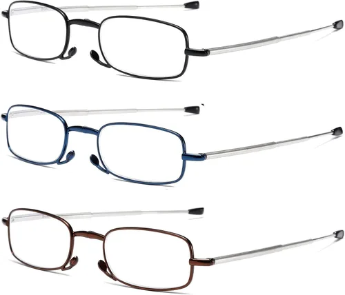 Miniatura 2 de Paquete de 3 lentes de lectura plegables para hombres y mujeres, llavero compacto para lectores con luz azul, anteojos portátiles de bolsillo