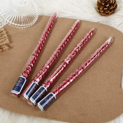 Miniatura 2 de Kemladio Vela, 4 velas cónicas rojas sin perfume de 10 pulgadas, 8 horas de tiempo de combustión, cena, Halloween Rojo
