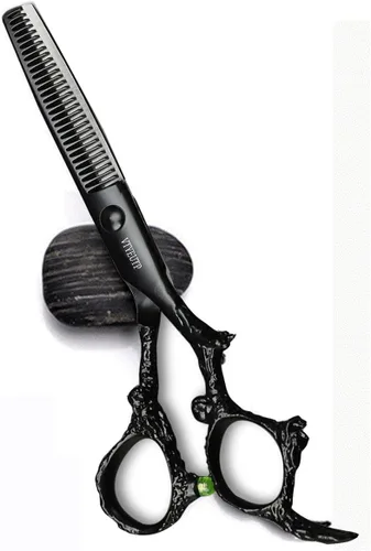 Miniatura 9 de Tijeras profesionales de corte de pelo de 6.0 pulgadas, mango de dragón negro 440C, tijeras de corte de peluquería, perfectas para peluquería y uso