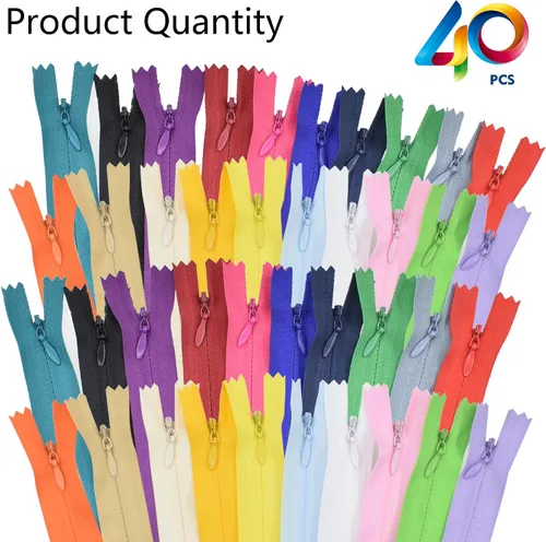 Miniatura 6 de 40 cremalleras invisibles de nailon para costura a medida, vestidos, faldas, almohadas especiales de manualidades (color mixto/16 pulgadas)