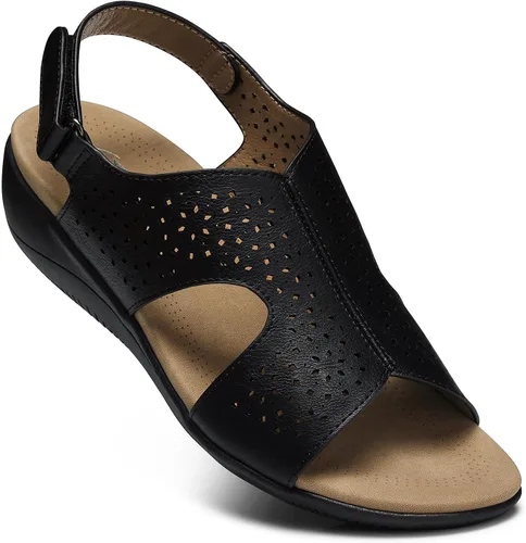 Miniatura 7 de SHIBEVER Sandalias planas para mujer, cómodas y elegantes, con soporte de arco ortopédico, puntera abierta, sandalias de verano para caminar