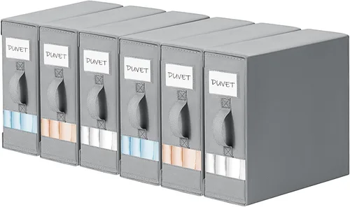 DIMJ Organizadores de sábanas y almacenamiento de 6 unidades, soporte plegable para sábanas de lino, caja de almacenamiento para organización, juego