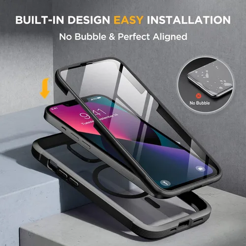Miniatura 3 de Miracase Serie de vidrio diseñada para iPhone 13 de 6.1 pulgadas, actualización 2023, carcasa magnética transparente de cuerpo completo