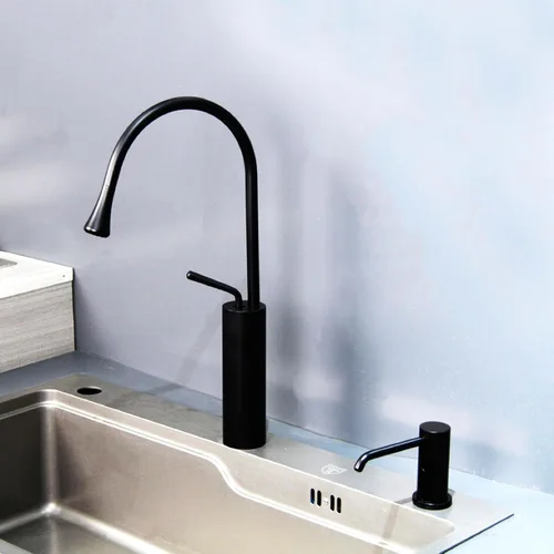 Miniatura 6 de Dispensador automático de jabón para fregadero de cocina, dispensador de jabón líquido integrado sin contacto negro mate con dispensador de jabón