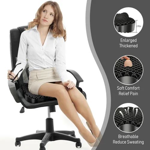 Miniatura 5 de Cojín de Asiento de Gel Refrescante, Diseño de Panal Grueso y Transpirable que Absorbe los Puntos de Presión, Cojín de Gel con Funda Antideslizante