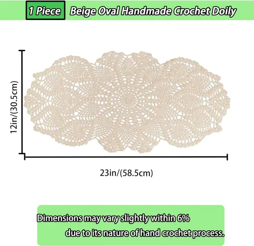Miniatura 3 de Tapetes Ovalados de Una Pieza de 23 x 12 Pulgadas de Ganchillo para Tocadores y Mesas Auxiliares, Manualidades, Tapetes Pequeños Desechables de San