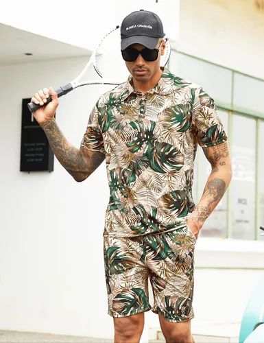 Miniatura 2 de Daupanzees Conjunto de camisa de 2 piezas para hombre, conjunto casual de manga corta para verano