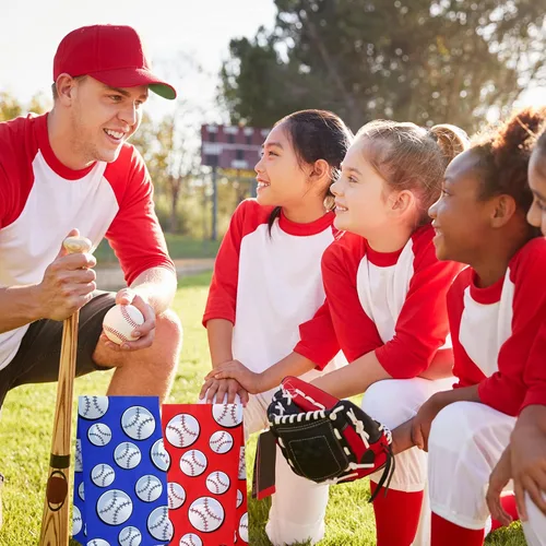 Miniatura 6 de 40 bolsas de regalo para fiesta de béisbol, suministros de papel para fiesta de béisbol, suministros para decoración de cumpleaños, suministros