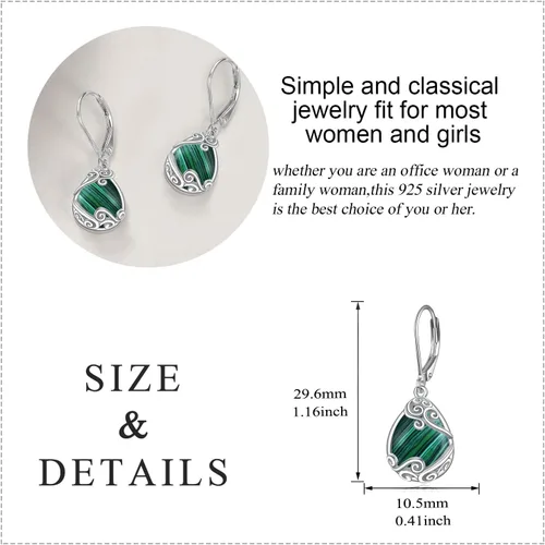 Miniatura 112 de Aretes colgantes con forma de lágrima de filigrana de piedra lunar de plata de ley 925 con cierre de palanca para mujer, regalos de joyería