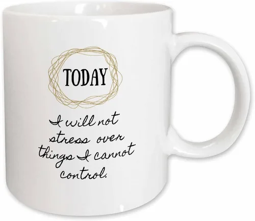 Miniatura 10 de 3dRose Image of Today I Will Not Stress Over Things I Cannot Control - Taza negra de dos tonos de 11 oz