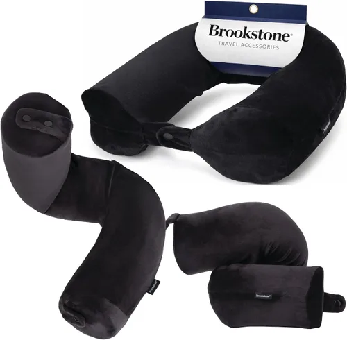 Miniatura 9 de Brookstone Free Form Almohada de Viaje - Almohada de Cuello de Viaje de Espuma Viscoelástica Ligera y Flexible para Dormir, Automóvil, Avión y Azul