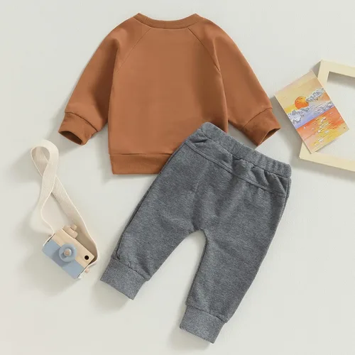 Miniatura 31 de Adobabirl Conjunto de sudadera y pantalones de Halloween para bebé, sudadera y pantalones con parche de calabaza para Halloween, otoño, ropa de bebé