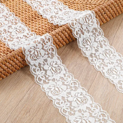 Cinta de encaje blanco de 5 yardas, encaje blanco de 2.36 pulgadas de ancho de algodón vintage, adornos de ganchillo, adornos de costura para