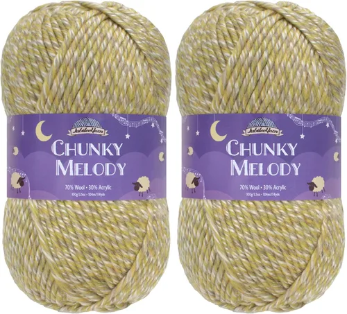 Miniatura 20 de JubileeYarn Chunky Melody - Hilo para tejer 100g/madeja, mezcla de lana gruesa, color maíz naranja - 2 madejas 15 Maíz Naranja