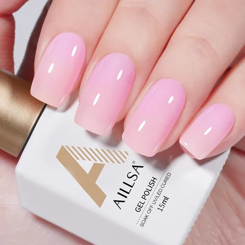 Miniatura 9 de AILLSA Esmalte de uñas de gel amarillo otoñal, esmalte de gel de hojas de otoño, esmalte de gel neutro translúcido nude de larga duración