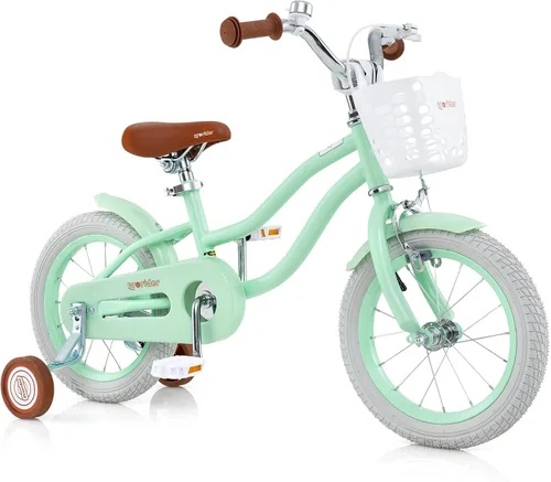 Miniatura 16 de BABY JOY Kids Bike, 12 14 16 18 20 Inch Boys Girls Bike w/Adjustable Seat, Removable Basket, Handbrake & Coaster Brake, Training Wheels or Turquesa