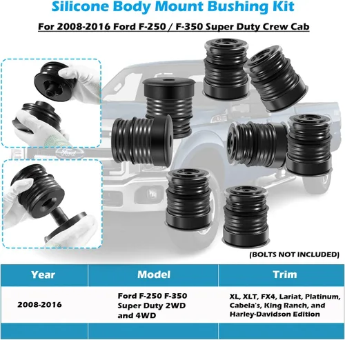 Miniatura 2 de Kit de montaje de cuerpo de silicona para Ford F-250 / F-350 Crew Cab 2008-2016, kit de 8 bujes de montaje en cuerpo de silicona para mejorar