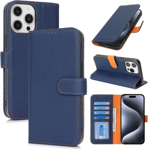 Miniatura 192 de Zouzt Funda para iPhone 11 de 6.1 pulgadas de piel auténtica con 4 ranuras para tarjetas, tarjetero con bloqueo RFID, tapa magnética, función atril