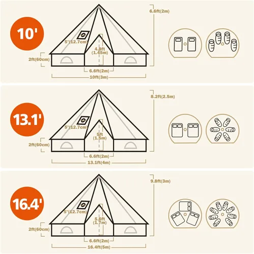 Miniatura 4 de Tienda de Campana de Lona con Toma de Estufa - Yurta Impermeable y Transpirable, Tienda de Glamping con Sábanas Desmontables para Fiesta de Camping
