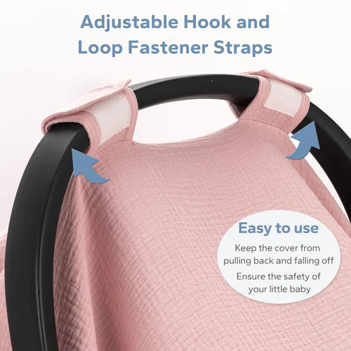 Miniatura 5 de SERAPHY Funda de Asiento de Coche 100% Algodón Muslin para Bebé, Fundas Universales para Asiento de Coche, Toldo Respirable para Asiento de Coche