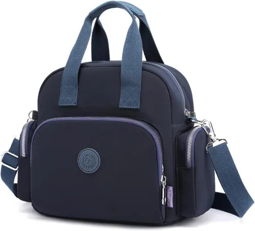 Miniatura 11 de PORRASSO Mochila para mujer, bolso de hombro multifuncional con puerto de carga USB, bolso cruzado de nailon para trabajo, viajes, citas, negro
