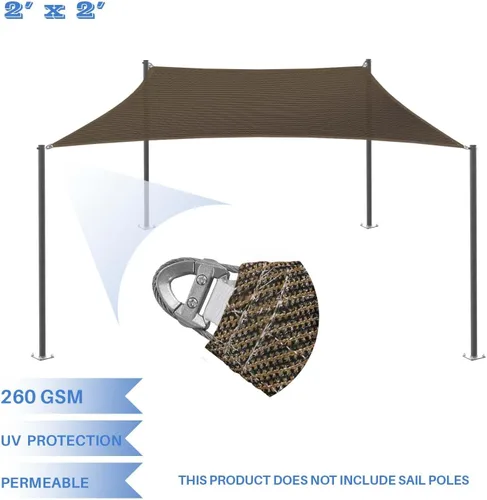 Miniatura 2 de E&K Sunrise - Toldo rectangular de 2 x 2 pies con un anillo, alambre de acero, bloqueo UV, para pérgola, patio, jardín, terraza al aire libre