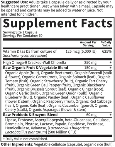 Miniatura 7 de Garden of Life Organics Once Dail,y 60 unidades de vitamina código de vitamina D3 5,000IU, 60