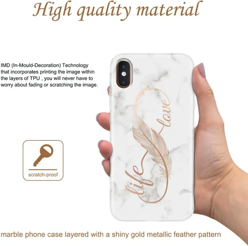 Miniatura 2 de Funda diseñada para iPhone XR, brillante, galvanizada, diseño de mármol amoroso, delgada, a prueba de golpes, TPU suave de goma de silicona, funda