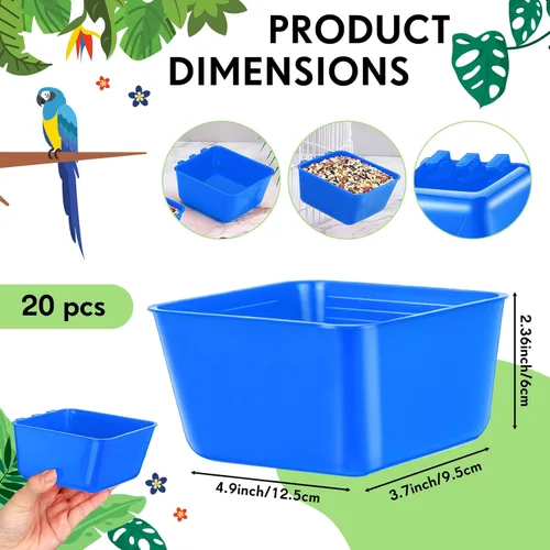 Miniatura 2 de Maxdot 20 piezas de tazas de jaula para comedero de pollo, regaderas para aves de 16 oz, comederos para pájaros colgantes, jaula para conejos, tazón