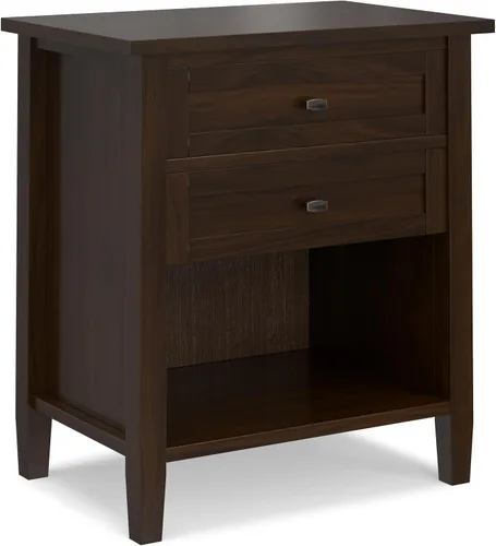 Miniatura 20 de SIMPLIHOME Warm Shaker Mesitas de noche de madera maciza de 24 pulgadas de ancho estilo transicional en negro para sala de estar y dormitorio