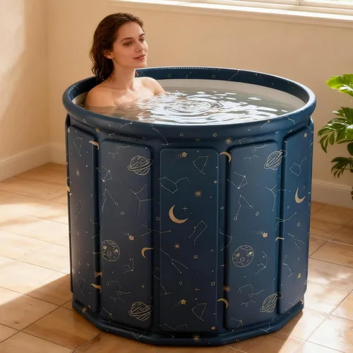 Miniatura 9 de Bañera portátil plegable y fría, gran bañera portátil y fría para el hogar, al aire libre, gimnasios, bañera plegable para ducha (77 galones)