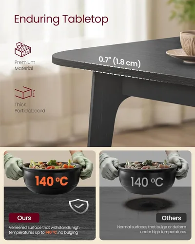Miniatura 6 de VASAGLE Colección MAEZO - Mesa de comedor extensible para 4/6/8, mesa de cocina con patas cónicas, transiciones curvas, para comedor, cocina