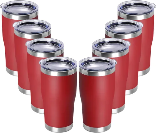 Miniatura 25 de DOMICARE vaso de doble pared con aislamiento al vacío, 20 onzas, con tapa, vaso de viaje de acero inoxidable, vaso de café con recubrimiento