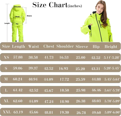 Miniatura 6 de Traje de esquí de una pieza para mujer, resistente al viento, impermeable, cálido, transpirable, desmontable, para deportes de nieve