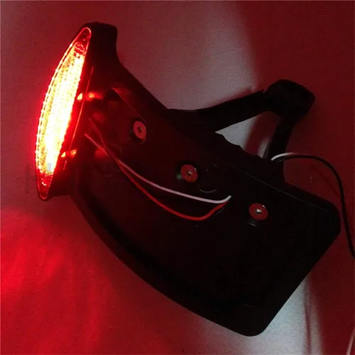 Miniatura 8 de MT301-A-BK Soporte de matrícula curvado lateral negro con luz LED de freno trasera, 7/8 pulgadas o 1 pulgada de ejes, compatible con Suzuki Kawasaki