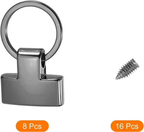 Miniatura 3 de uxcell Accesorios para llavero con llavero y anillo para bolso de mano para llavero de automóvil, cordón colgante Negro metálico
