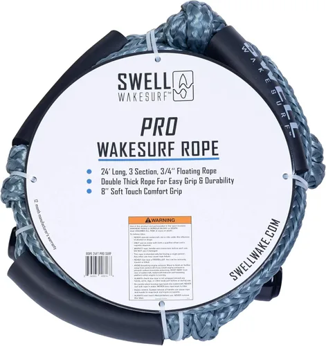 Miniatura 4 de Cuerda de Wakesurf Pro - 24' 3 Sección 3/4" Línea Gris