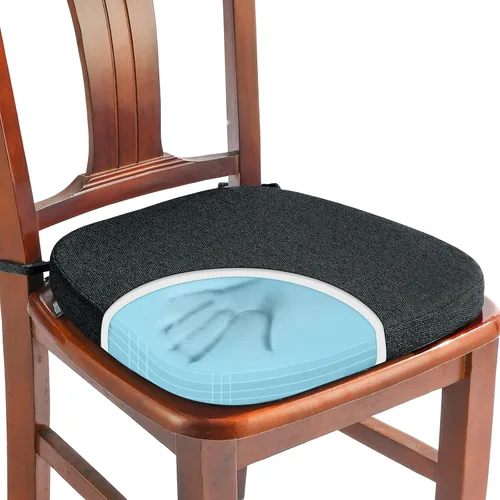 Miniatura 18 de SINOSSO Paquete de 4 cojines de espuma viscoelástica para sillas de comedor, tela tejida amigable de 16 pulgadas en forma de U, cómodas almohadillas