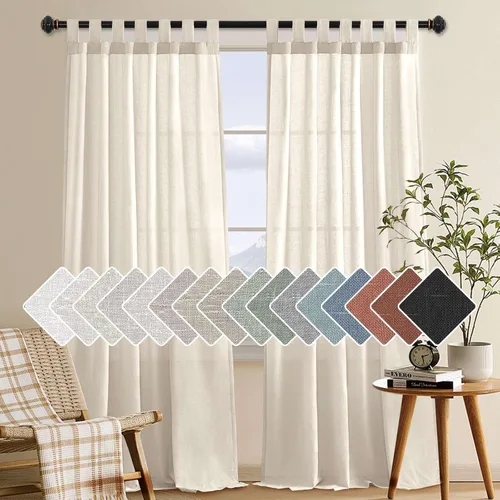 Miniatura 42 de H.VERSAILTEX Cortinas aireadas mezcladas de lino natural con pestaña superior para sala de estar, decoración del hogar, material suave y rico que