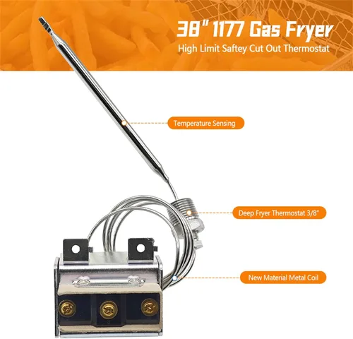 Miniatura 3 de Interruptor de freidora de límite alto 1177 LCCM200300000 para termostato de freidora 3/8 pulgadas Mpt Stuff Box High Limit 450°F, reemplazo