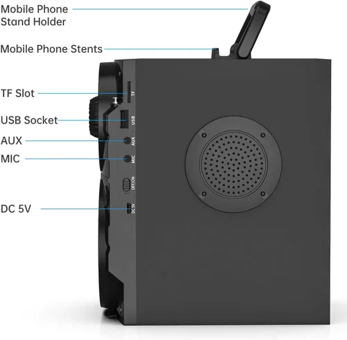 Miniatura 6 de Altavoz Bluetooth portátil con subwoofer, altavoces inalámbricos, para exteriores/interiores, gran soporte, control remoto, radio FM, tarjeta TF