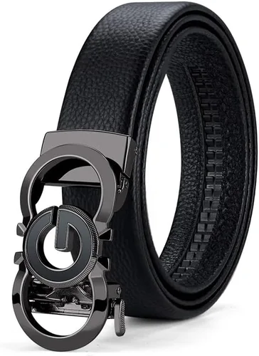 Miniatura 2 de VANNANBA Leather ratchet Belts for Men Automatic Buckle Casual Work Dress Belt with Gift Box