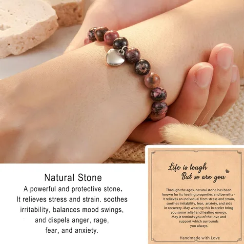 Miniatura 22 de HGDEER Regalos Get Well Soon, pulsera de amatista de piedra natural para mujeres y hombres
