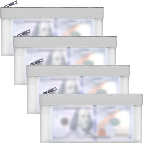 Miniatura 9 de Sobres transparentes para dinero en efectivo de 7.6 x 3.7 pulgadas Money Bags With Zipper Cash Bag Money Pouch Bank Deposit Bags for Coin Invoice