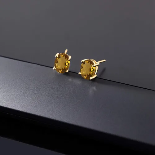 Miniatura 213 de Gem Stone King Aretes de oro de 14 quilates con piedra natal ovalada de 0.315 x 0.236 in Aretes de oro para mujer