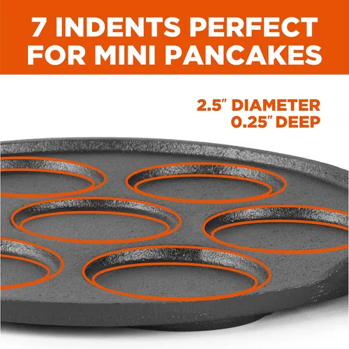 Miniatura 3 de Sartén para tortitas de panqueques de hierro fundido Commercial CHEF, plancha para panqueques tipo dólar de plata, fácil de limpiar y calienta