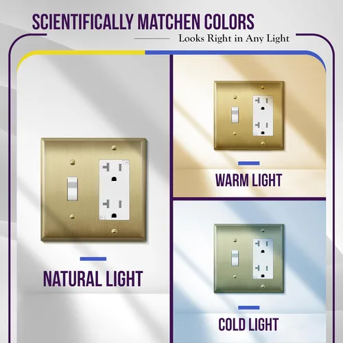 Miniatura 2 de ENERLITES - Placa de pared combinada de acero inoxidable para interruptor de palanca y decorativo, resistente a la corrosión, placa metálica de 2