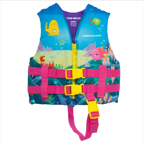 Airhead Treasure Life Jacket for Kids - USCG Approved Infant & Child Boating Safety PFD for Swimming, Water Play & Family Recreation, Closed-Side