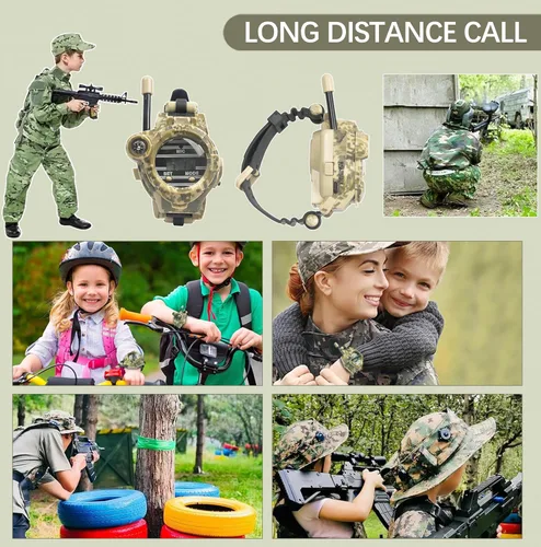 Miniatura 6 de Walkie Talkie para niños, reloj espía recargable Walkie Talkies, juguetes del ejército, regalos para niños, radio bidireccional Walky Talky Relojes